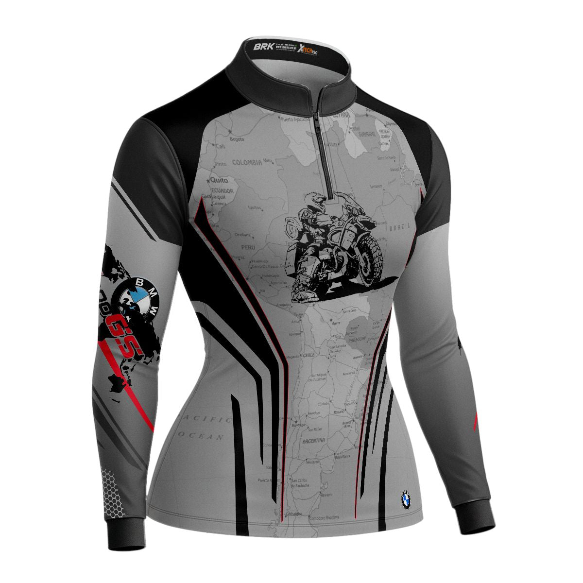 Camisa de Motociclismo Feminina Brk Big Trail F800 GS Map com Proteção UV50+