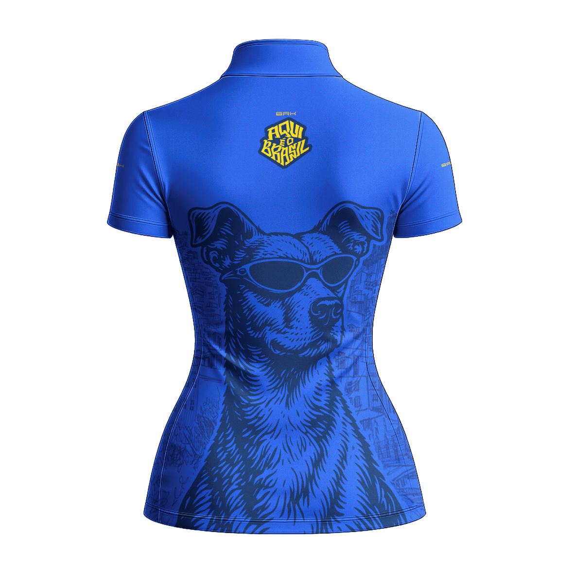 Camiseta Brk Feminina Aqui é o Brasil Caramelo de Óculos Azul com Proteção UV50