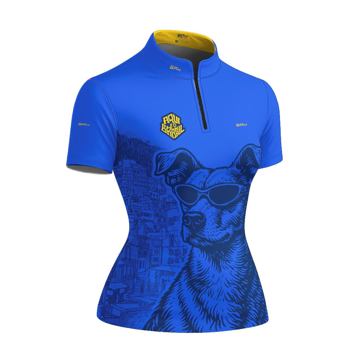 Camiseta Brk Feminina Aqui é o Brasil Caramelo de Óculos Azul com Proteção UV50