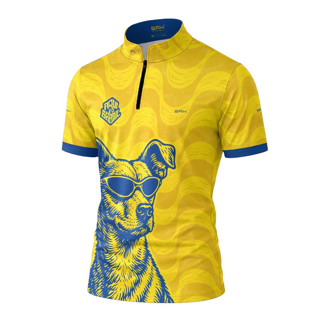 Camiseta Brk Aqui é o Brasil Caramelo de Óculos Amarela com Proteção UV50