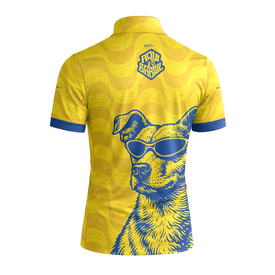 Camiseta Brk Aqui é o Brasil Caramelo de Óculos Amarela com Proteção UV50