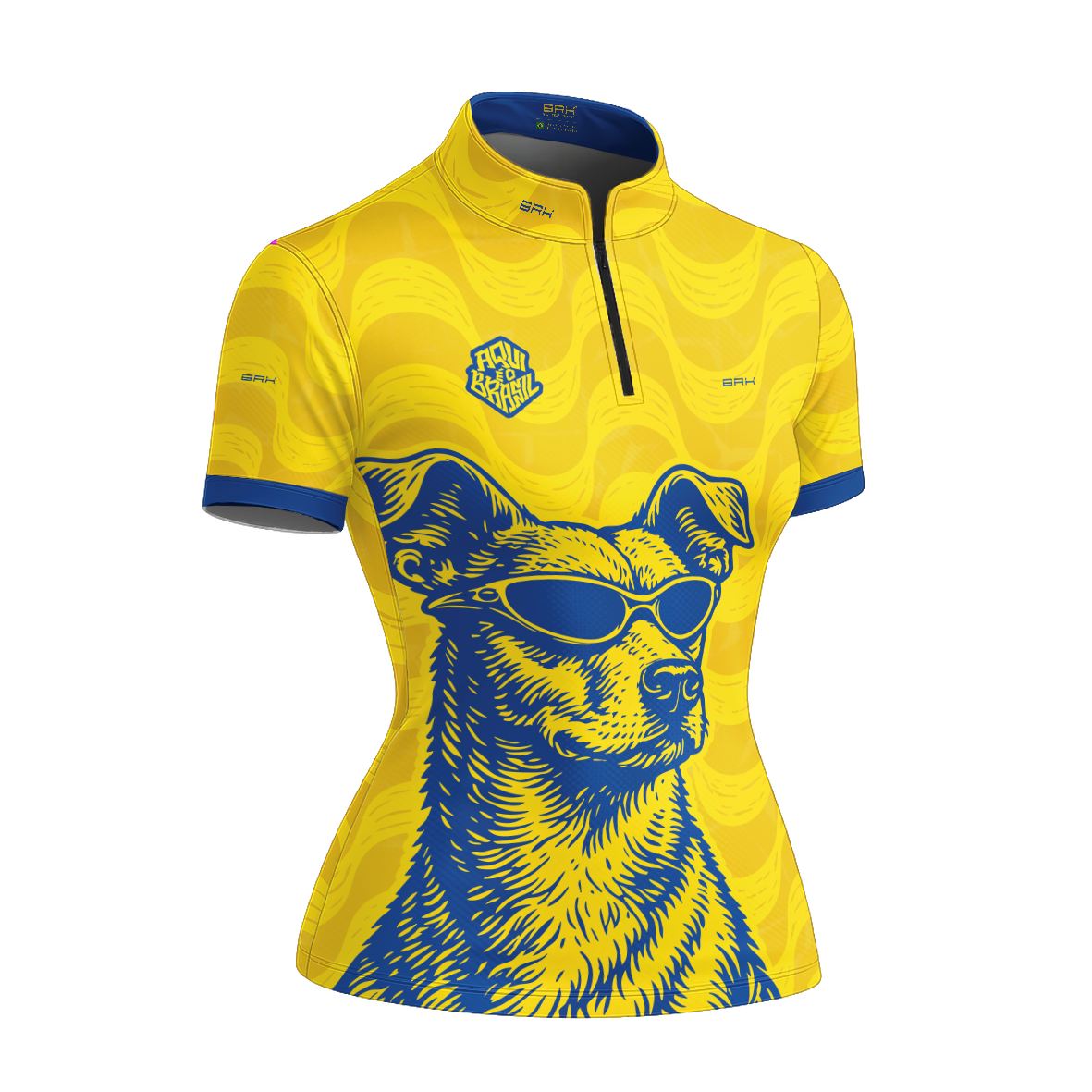 Camiseta Brk Feminina Aqui é o Brasil Caramelo de Óculos Amarela com Proteção UV50