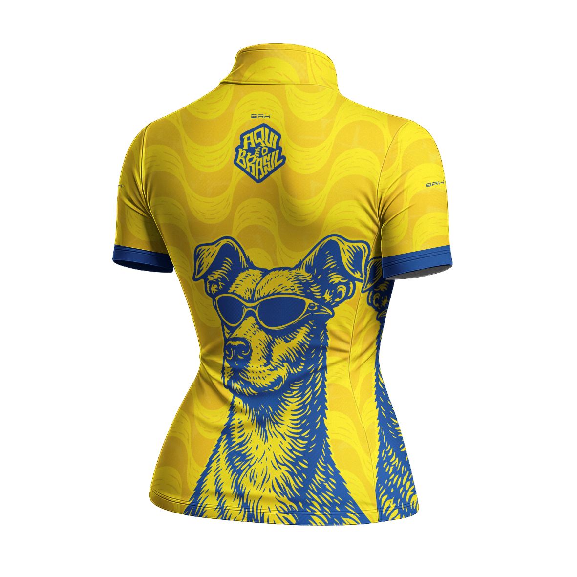 Camiseta Brk Feminina Aqui é o Brasil Caramelo de Óculos Amarela com Proteção UV50