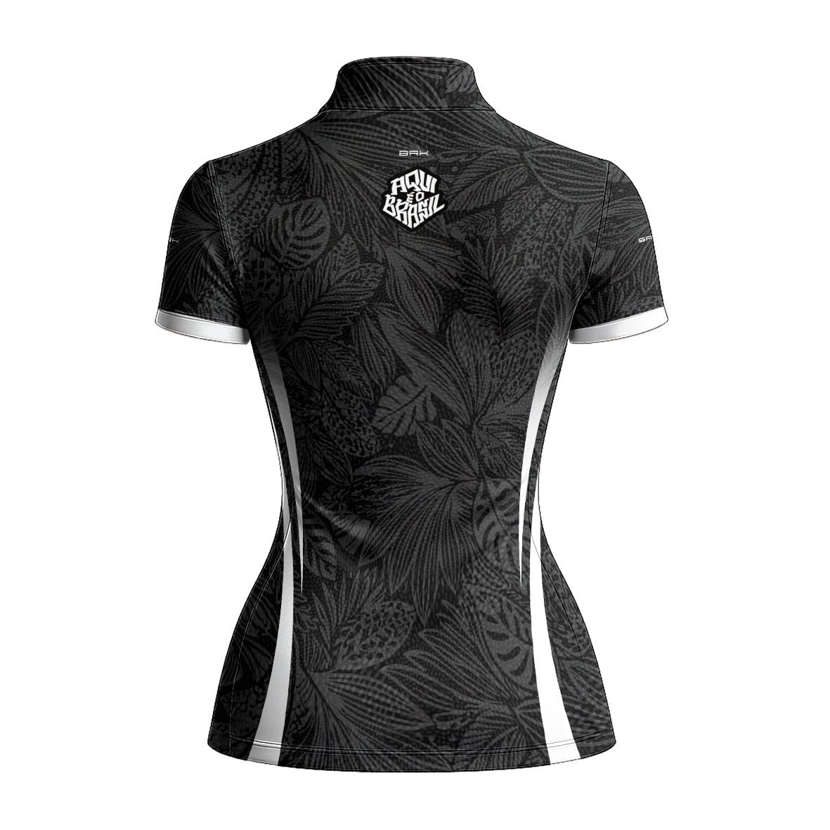 Camiseta Brk Feminina Aqui é o Brasil Folhagem Tropical Preta com Proteção UV50