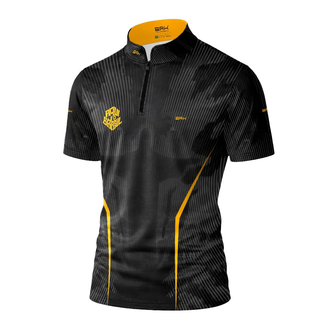 Camiseta Brk Aqui é o Brasil Cristo Redentor Preta com Proteção UV50