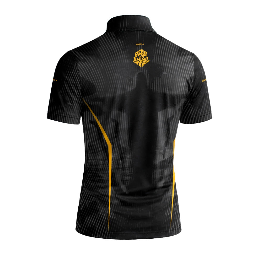 Camiseta Brk Aqui é o Brasil Cristo Redentor Preta com Proteção UV50
