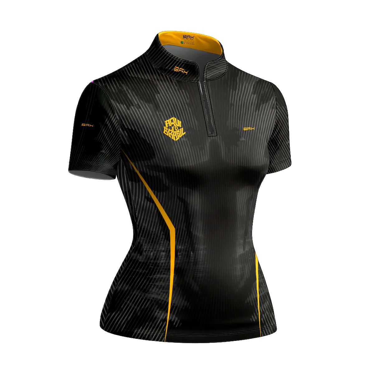 Camiseta Brk Feminina Aqui é o Brasil Cristo Redentor Preta com Proteção UV50