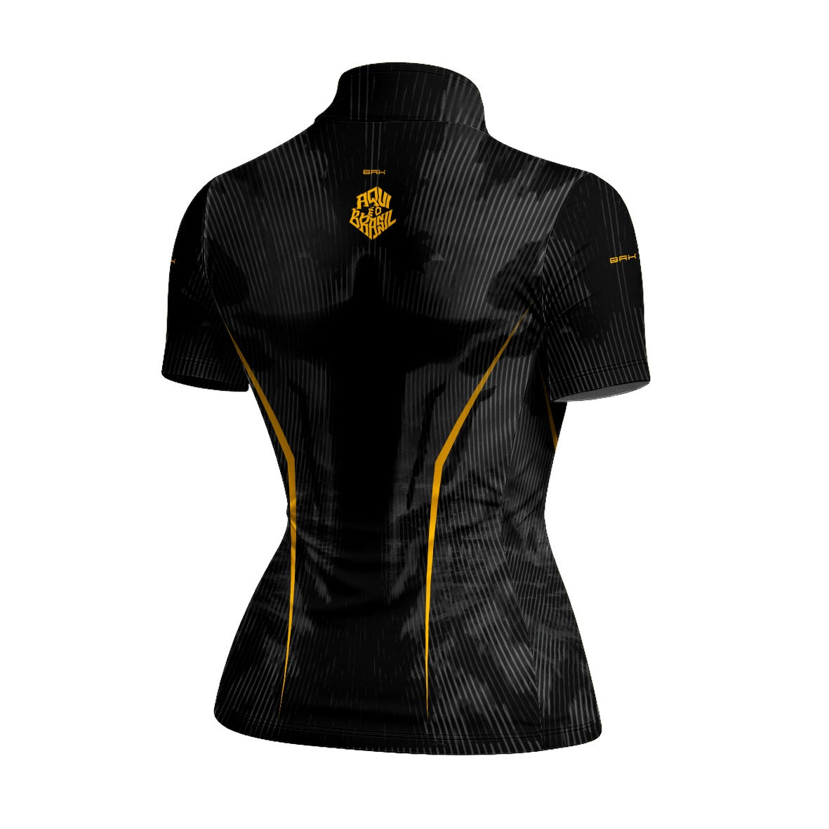 Camiseta Brk Feminina Aqui é o Brasil Cristo Redentor Preta com Proteção UV50