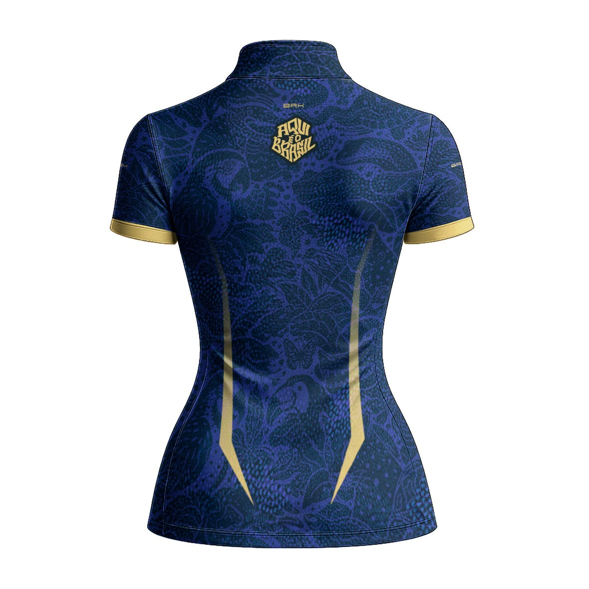 Camiseta Brk Feminina Aqui é o Brasil Folhagem Sutil Azul Royal com Proteção UV50