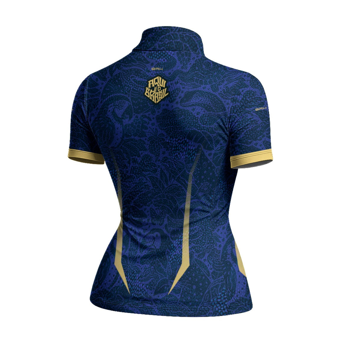 Camiseta Brk Feminina Aqui é o Brasil Folhagem Sutil Azul Royal com Proteção UV50