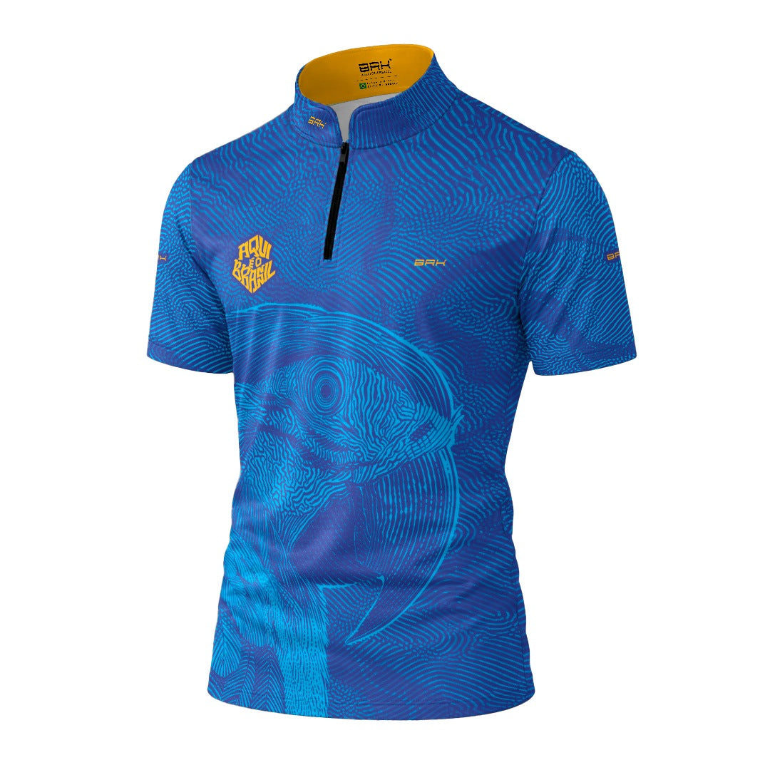 Camiseta Brk Aqui é o Brasil Arara Sombreada Azul Royal com Proteção UV50