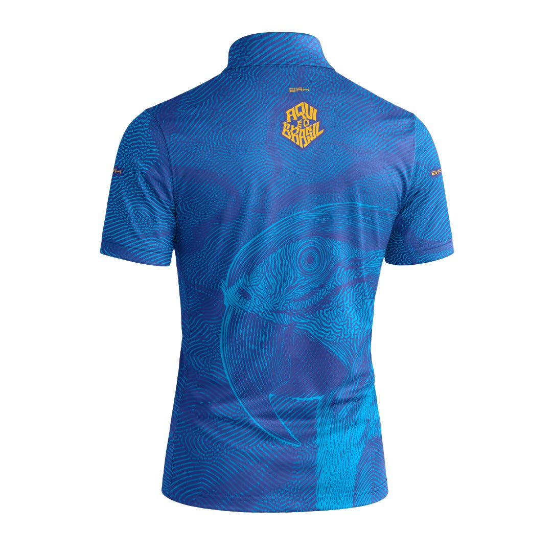 Camiseta Brk Aqui é o Brasil Arara Sombreada Azul Royal com Proteção UV50