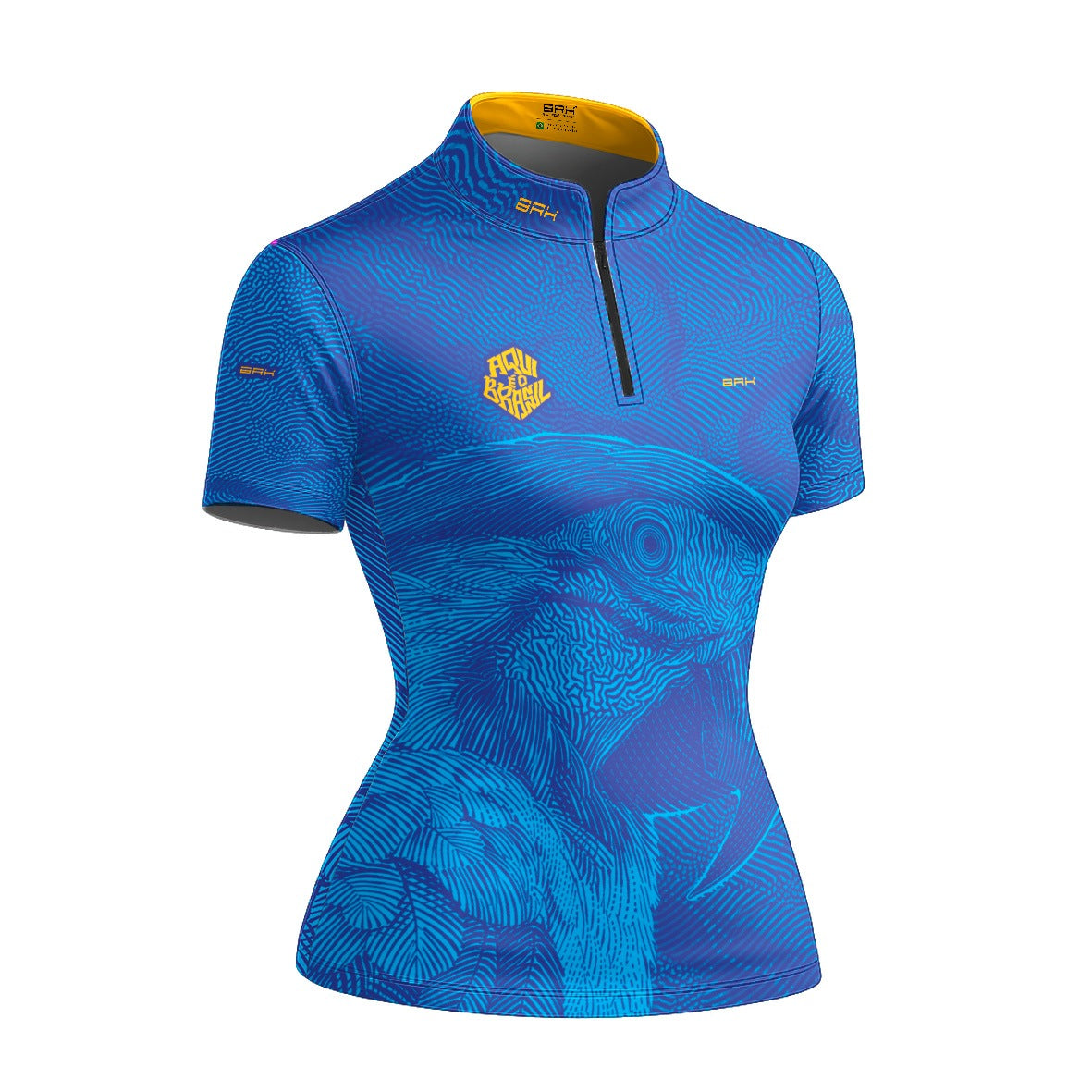 Camiseta Brk Feminina Aqui é o Brasil Arara Sombreada Azul Royal com Proteção UV50
