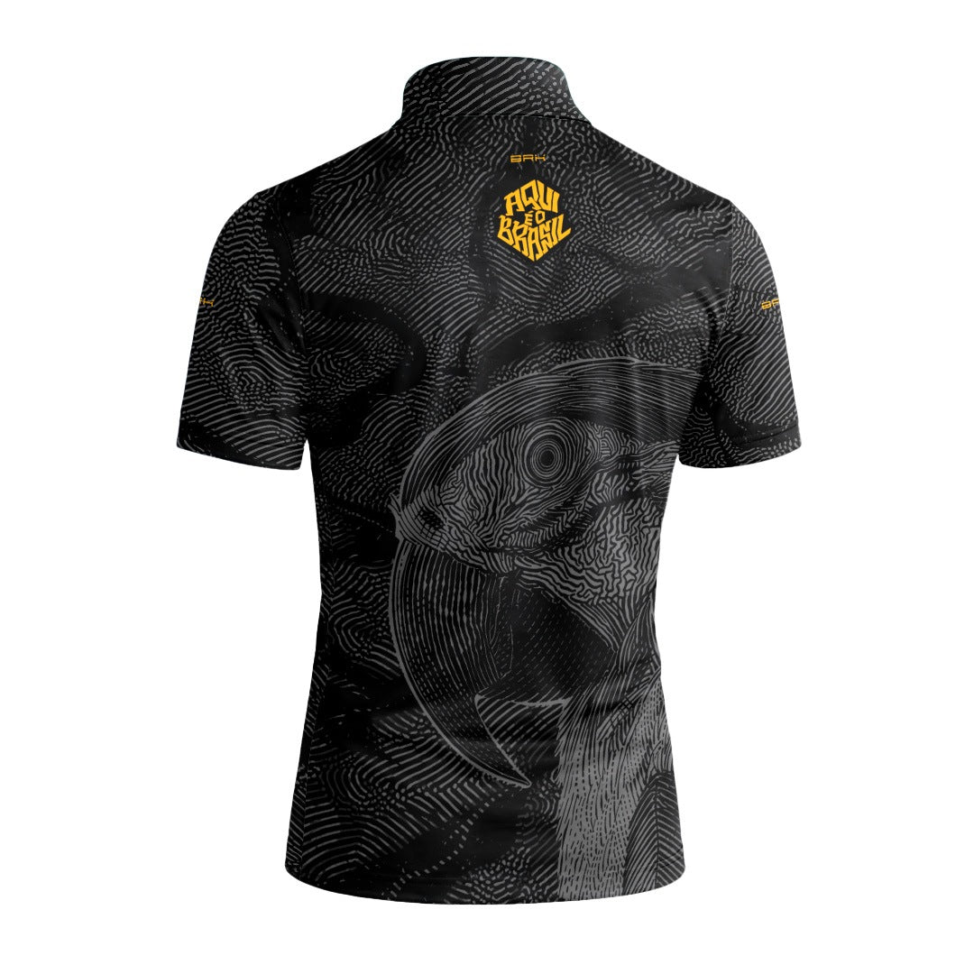Camiseta Brk Aqui é o Brasil Arara Sombreada Preta com Proteção UV50