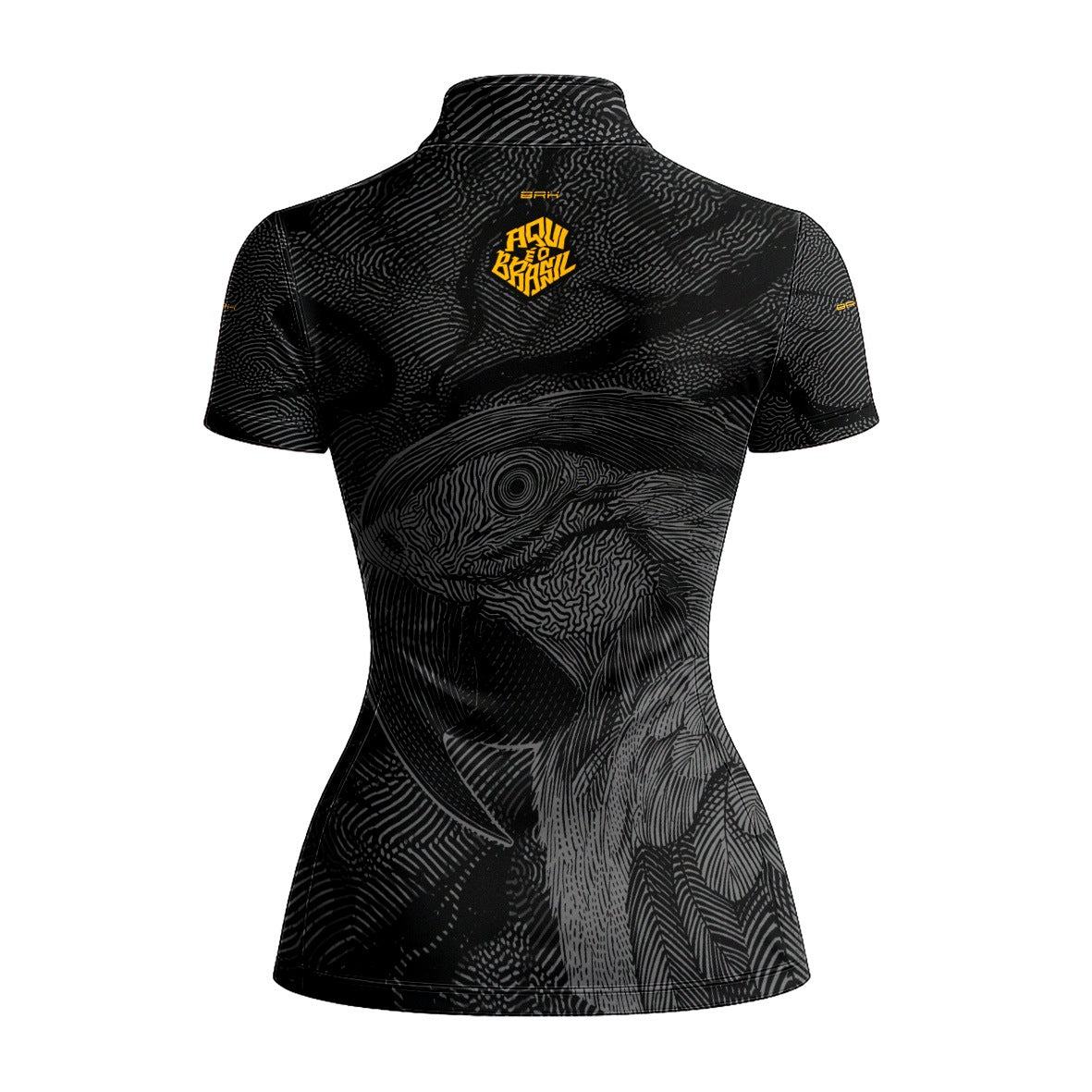 Camiseta Brk Feminina Aqui é o Brasil Arara Sombreada Preta com Proteção UV50