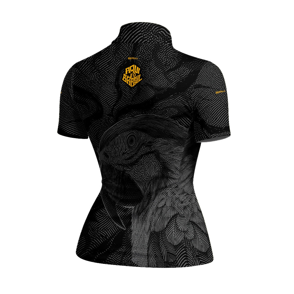 Camiseta Brk Feminina Aqui é o Brasil Arara Sombreada Preta com Proteção UV50