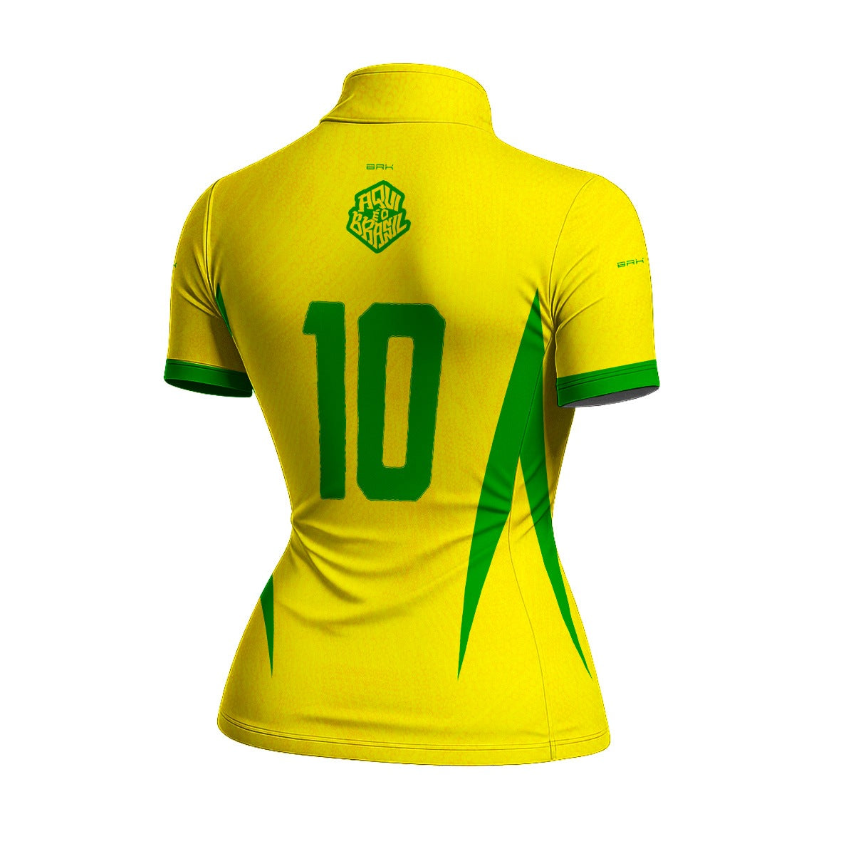 Camiseta Brk Feminina Aqui é o Brasil Clássica 10 Amarela com Proteção UV50