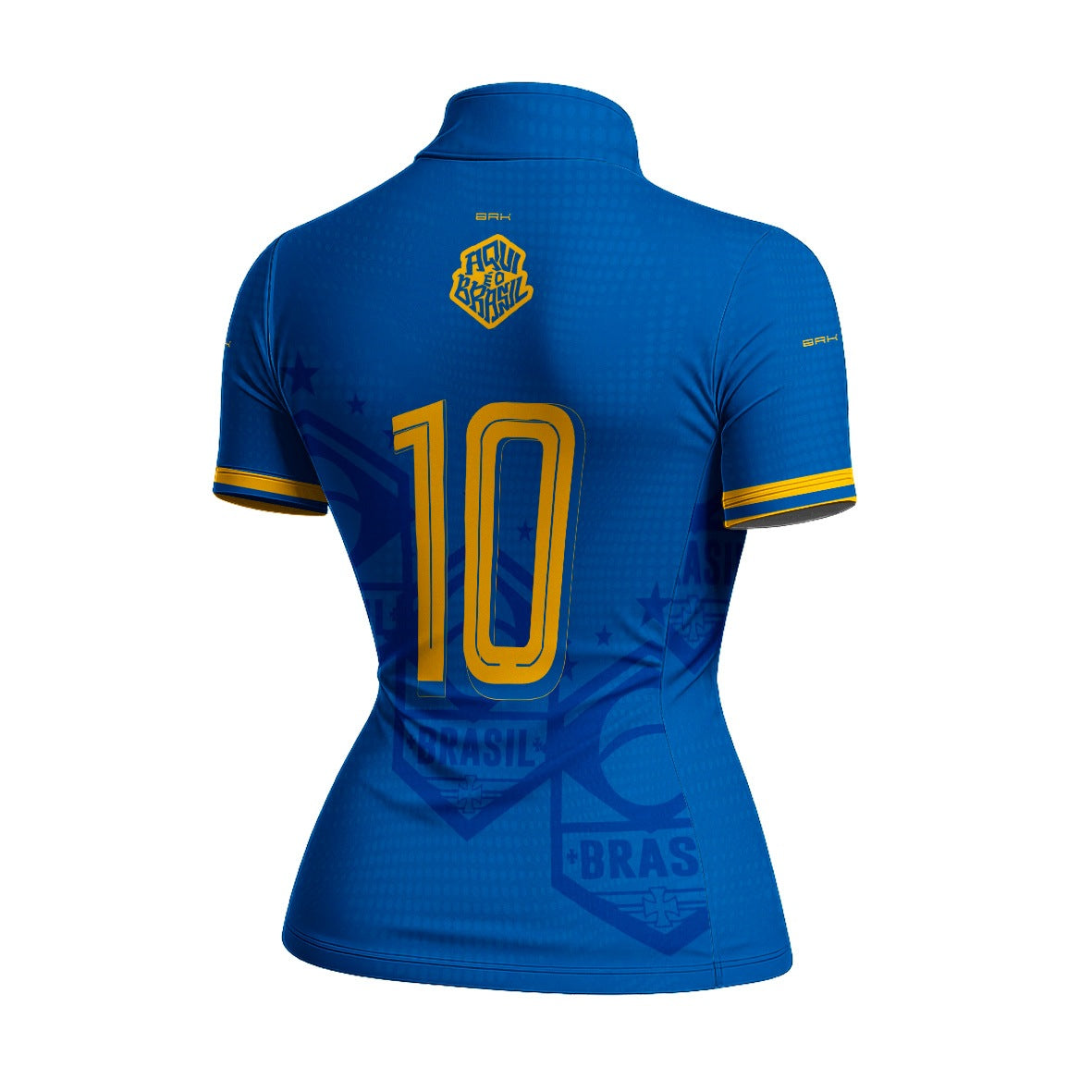 Camiseta Brk Feminina Aqui é o Brasil Escudo 10 Azul Royal com Proteção UV50