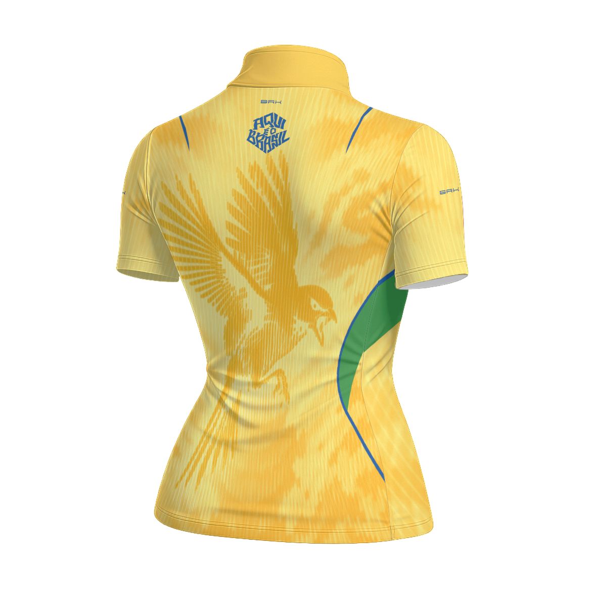 Camiseta Brk Feminina Aqui é o Brasil Beija-Flor Sombreado Amarela com Proteção UV50