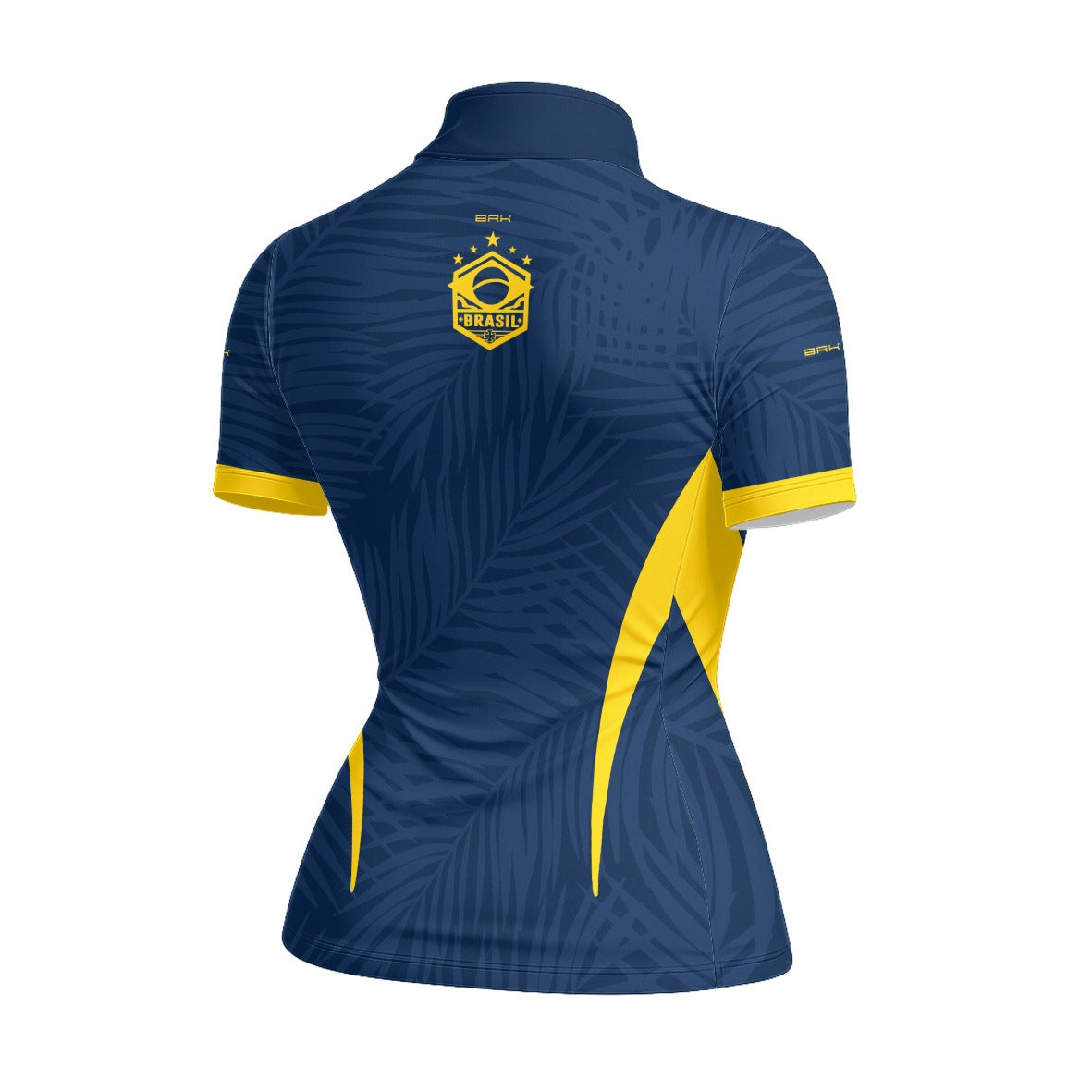 Camiseta Brk Feminina Aqui é o Brasil Tropical Azul Marinho com Proteção UV50