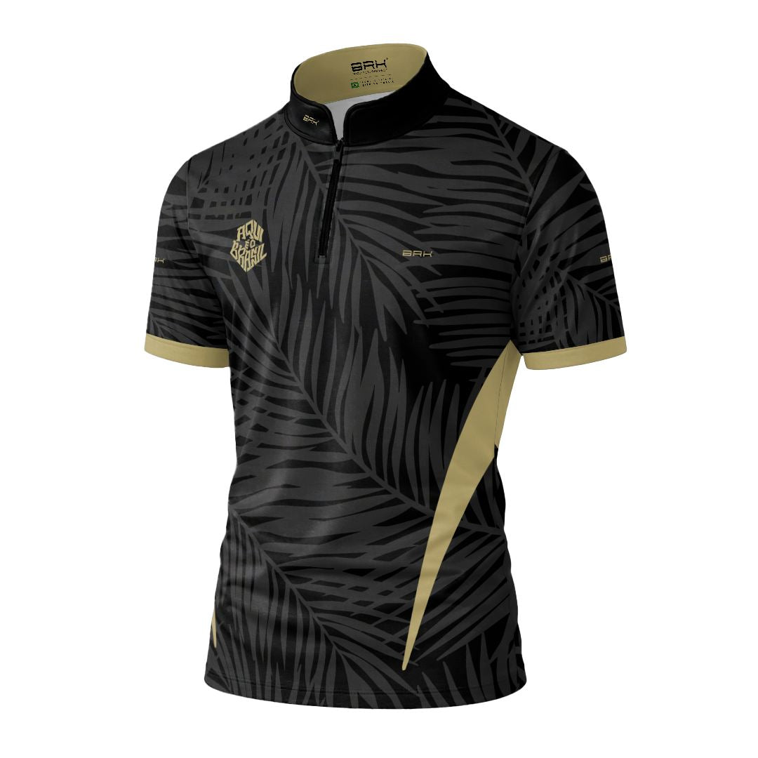 Camiseta Brk Aqui é o Brasil Tropical Preta com Proteção UV50