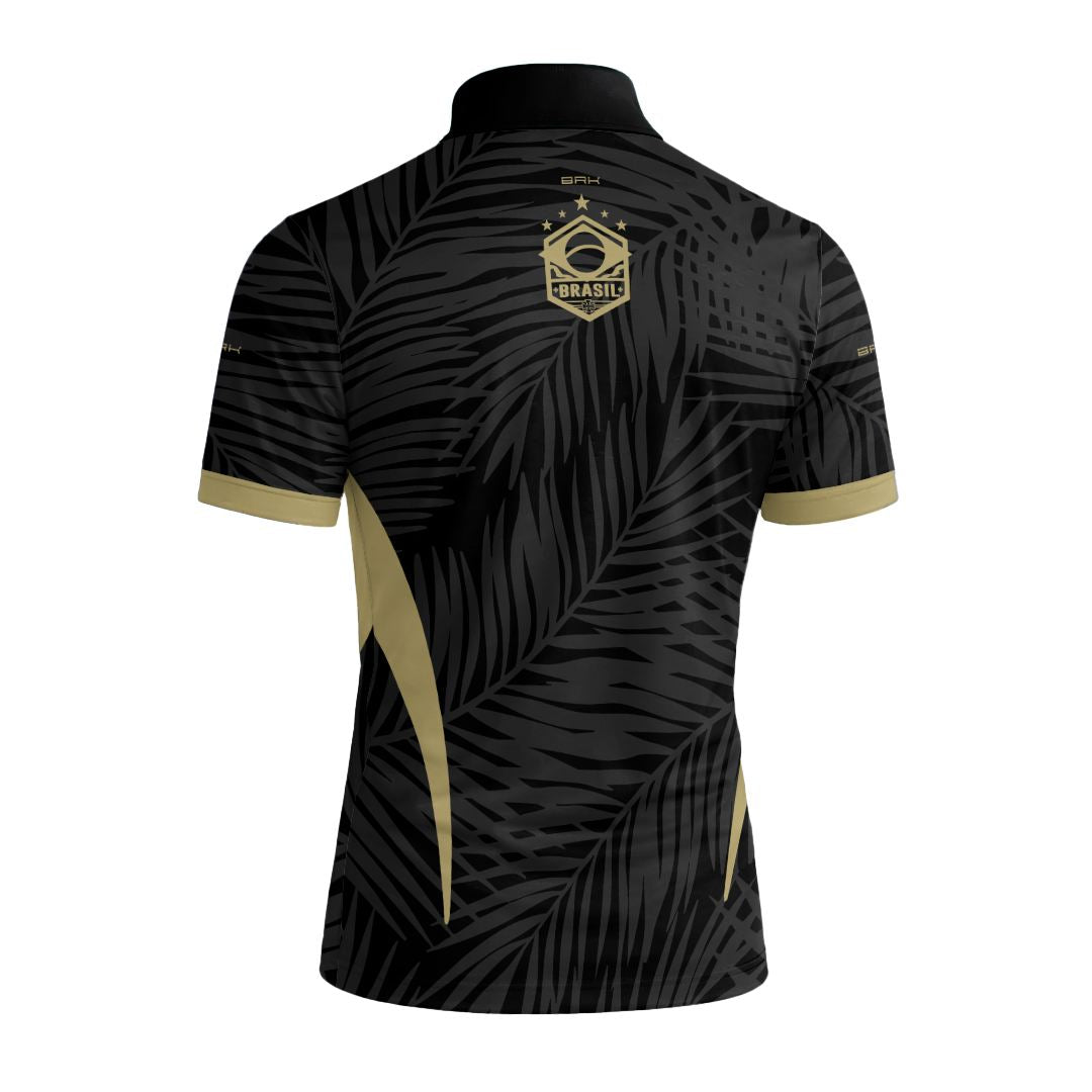 Camiseta Brk Aqui é o Brasil Tropical Preta com Proteção UV50