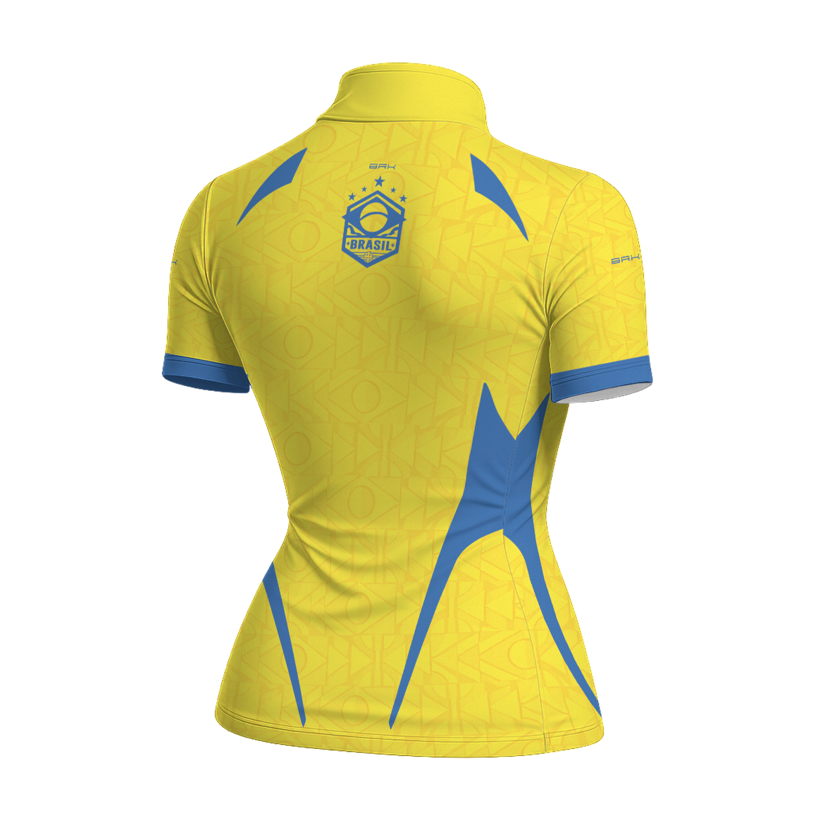 Camiseta Brk Feminina Aqui é o Brasil Bandeira Geométrica Amarela com Proteção UV50