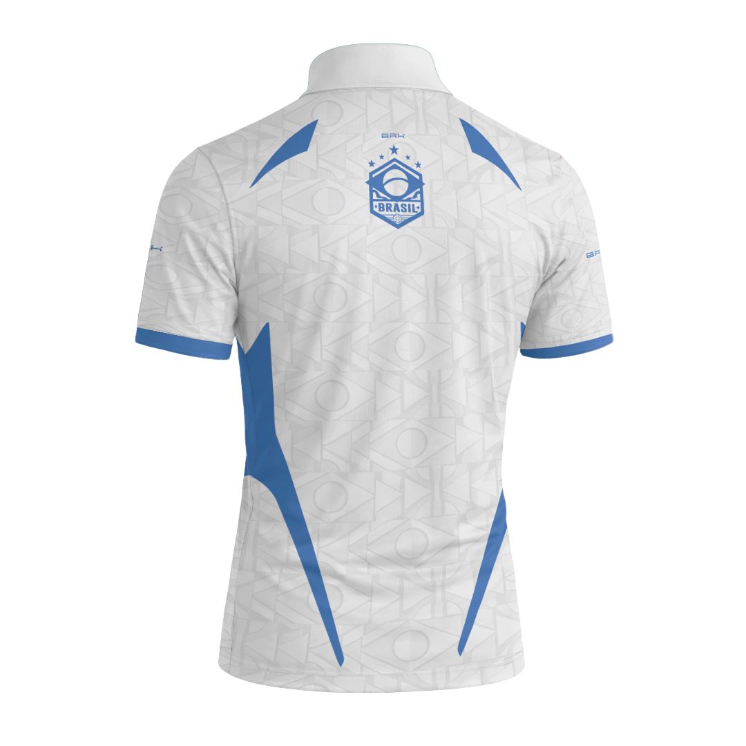 Camiseta Brk Aqui é o Brasil Bandeira Geométrica Branca com Proteção UV50