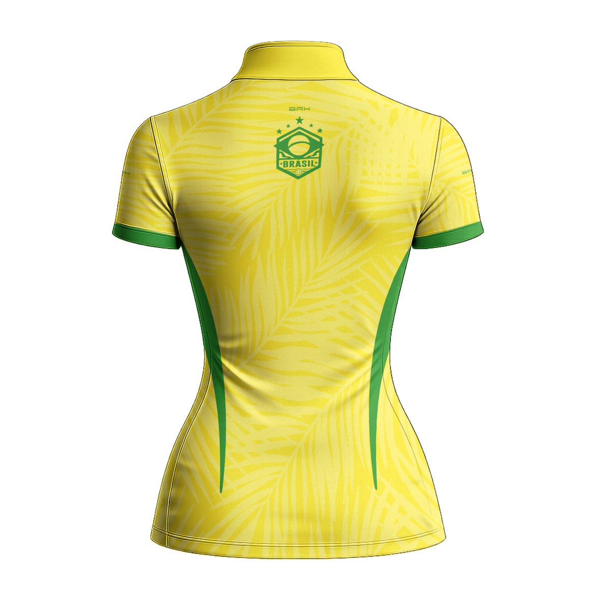 Camiseta Brk Feminina Aqui é o Brasil Tropical Amarela com Proteção UV50