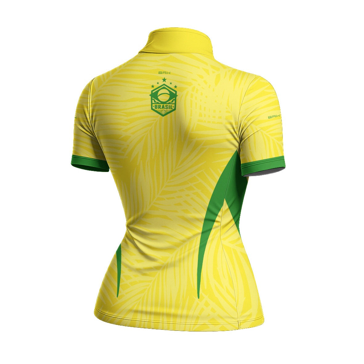 Camiseta Brk Feminina Aqui é o Brasil Tropical Amarela com Proteção UV50