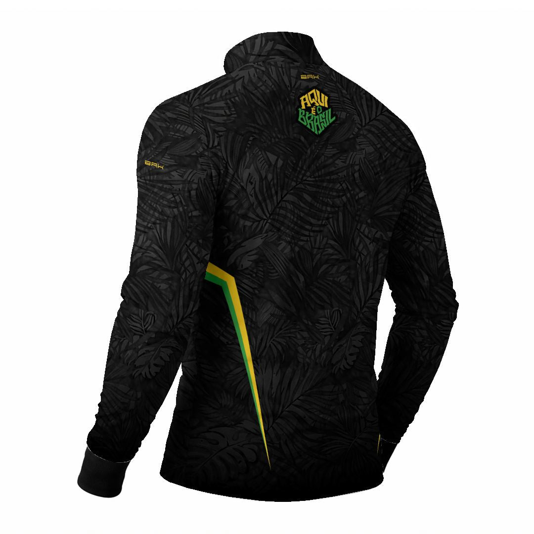 Camisa Brk Aqui é o Brasil Folhagem Preta com Proteção UV50