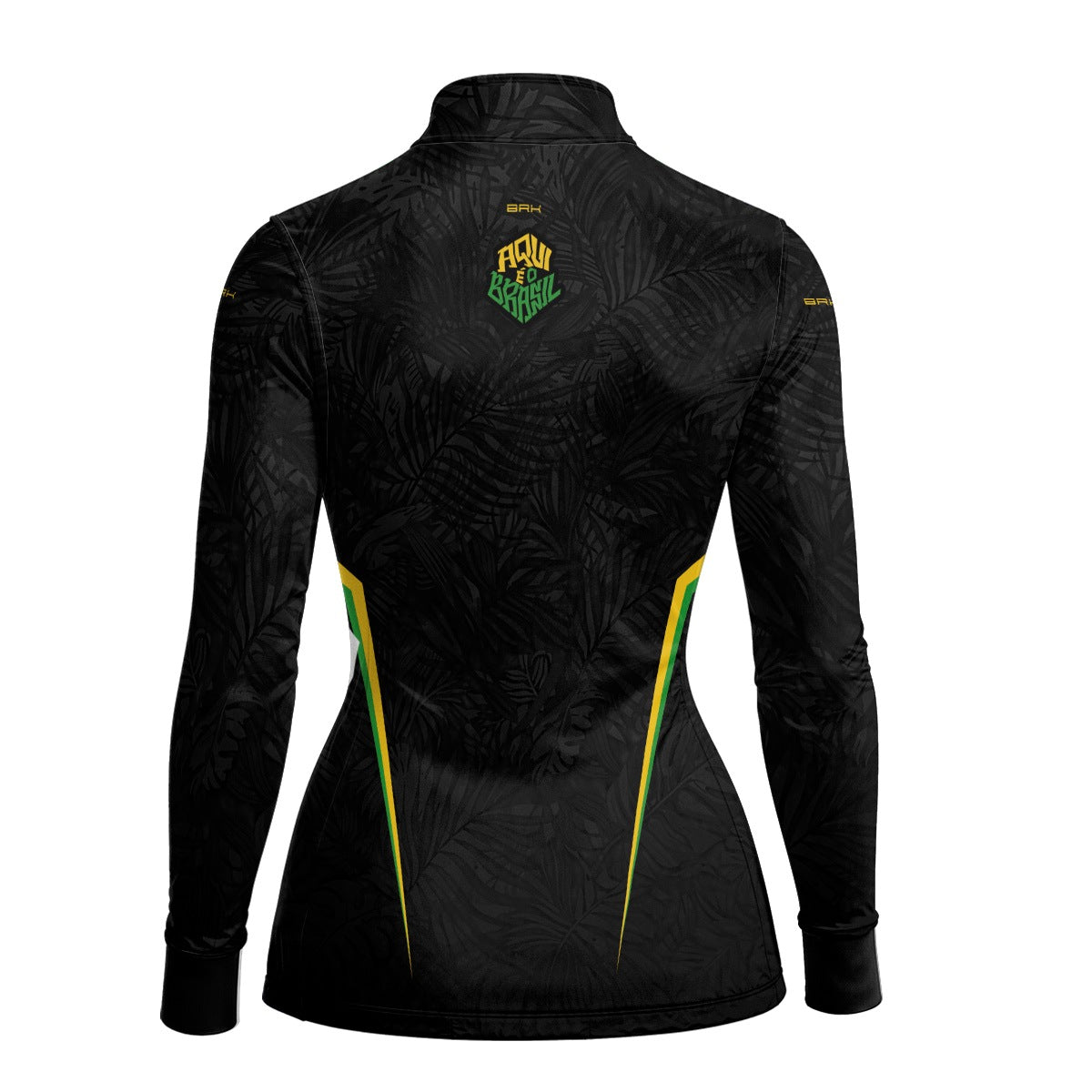 Camisa Brk Feminina Aqui é o Brasil Folhagem Preta com Proteção UV50