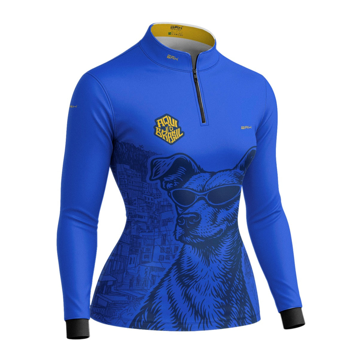 Camisa Brk Feminina Aqui é o Brasil Caramelo de Óculos Azul com Proteção UV50