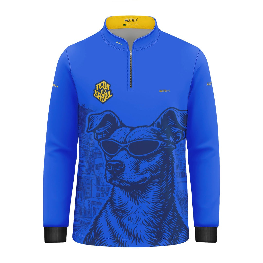 Camisa Brk Infantil Aqui é o Brasil Caramelo de Óculos Azul com Proteção UV50