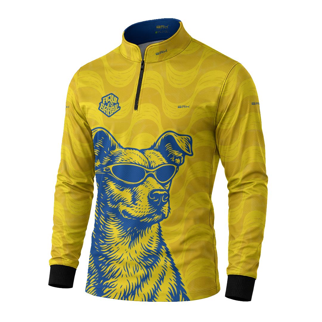 Camisa Brk Aqui é o Brasil Caramelo de Óculos Amarela com Proteção UV50