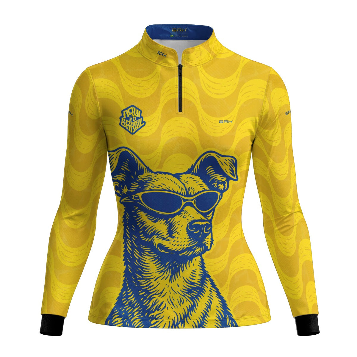 Camisa Brk Feminina Aqui é o Brasil Caramelo de Óculos Amarela com Proteção UV50