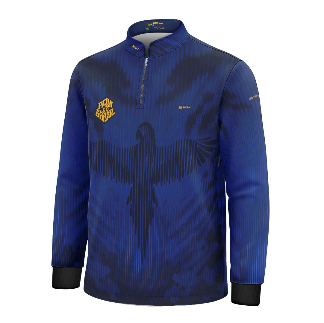Camisa Brk Infantil Aqui é o Brasil Arara Azul com Proteção UV50