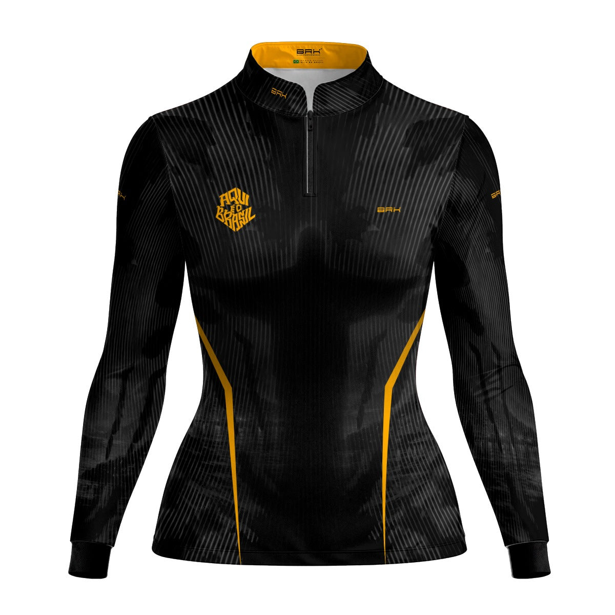 Camisa Brk Feminina Aqui é o Brasil Cristo Redentor Preta com Proteção UV50