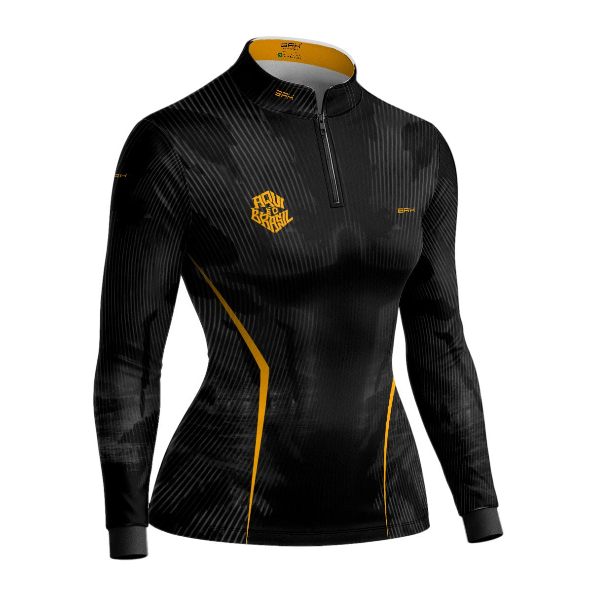 Camisa Brk Feminina Aqui é o Brasil Cristo Redentor Preta com Proteção UV50