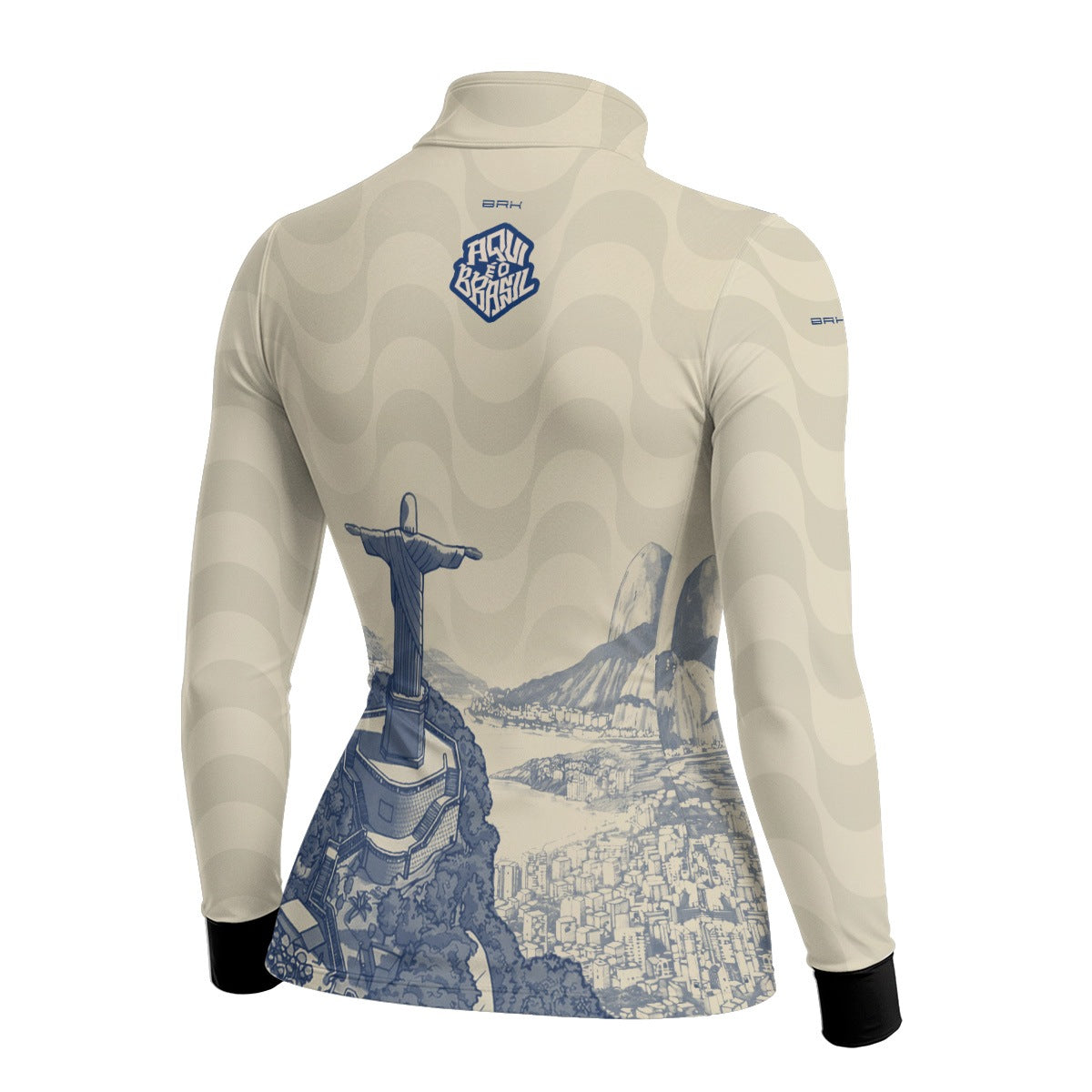 Camisa Brk Feminina Aqui é o Brasil Cristo Redentor Paisagem Bege com Proteção UV50