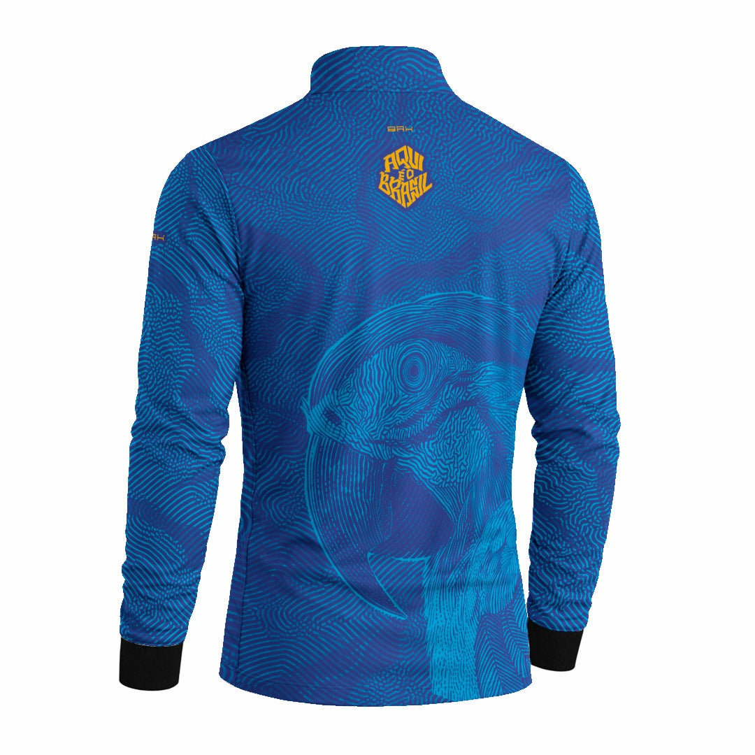 Camisa Brk Aqui é o Brasil Arara Sombreada Azul Royal com Proteção UV50