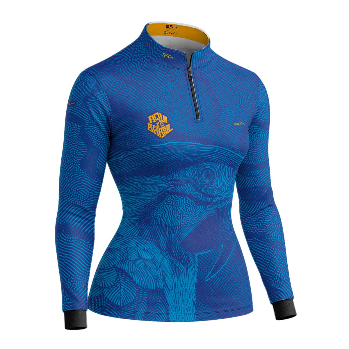 Camisa Brk Feminina Aqui é o Brasil Arara Sombreada Azul Royal com Proteção UV50