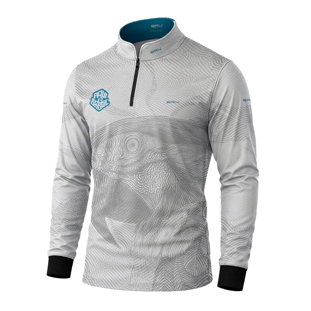 Camisa Brk Aqui é o Brasil Arara Sombreada Branca com Proteção UV50