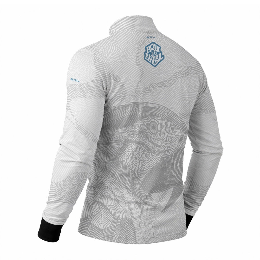 Camisa Brk Aqui é o Brasil Arara Sombreada Branca com Proteção UV50