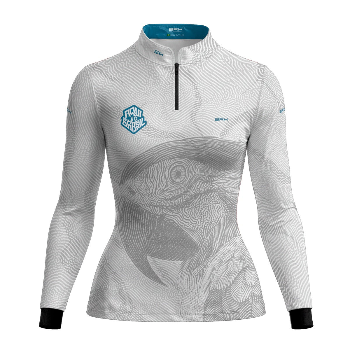 Camisa Brk Feminina Aqui é o Brasil Arara Sombreada Branca com Proteção UV50
