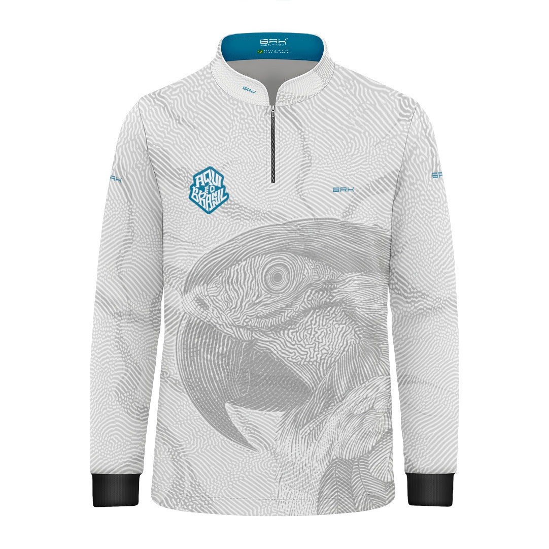 Camisa Brk Infantil Aqui é o Brasil Arara Sombreada Branca com Proteção UV50