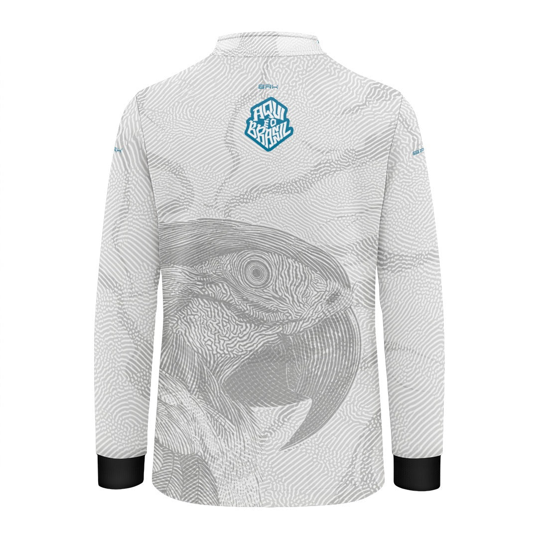 Camisa Brk Infantil Aqui é o Brasil Arara Sombreada Branca com Proteção UV50