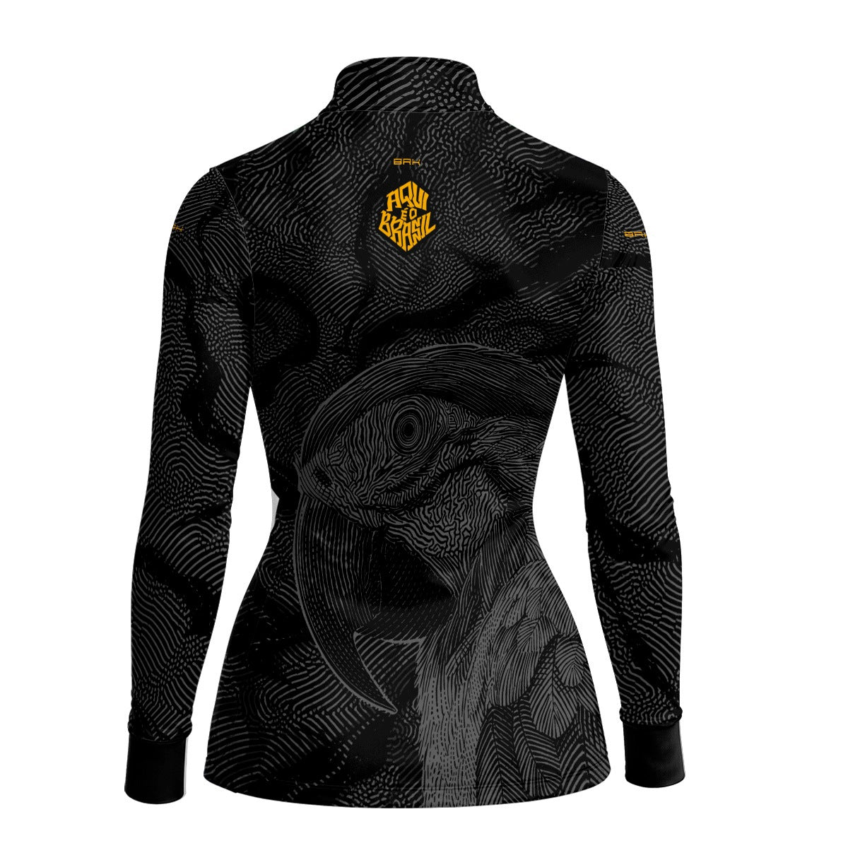 Camisa Brk Feminina Aqui é o Brasil Arara Sombreada Preta com Proteção UV50