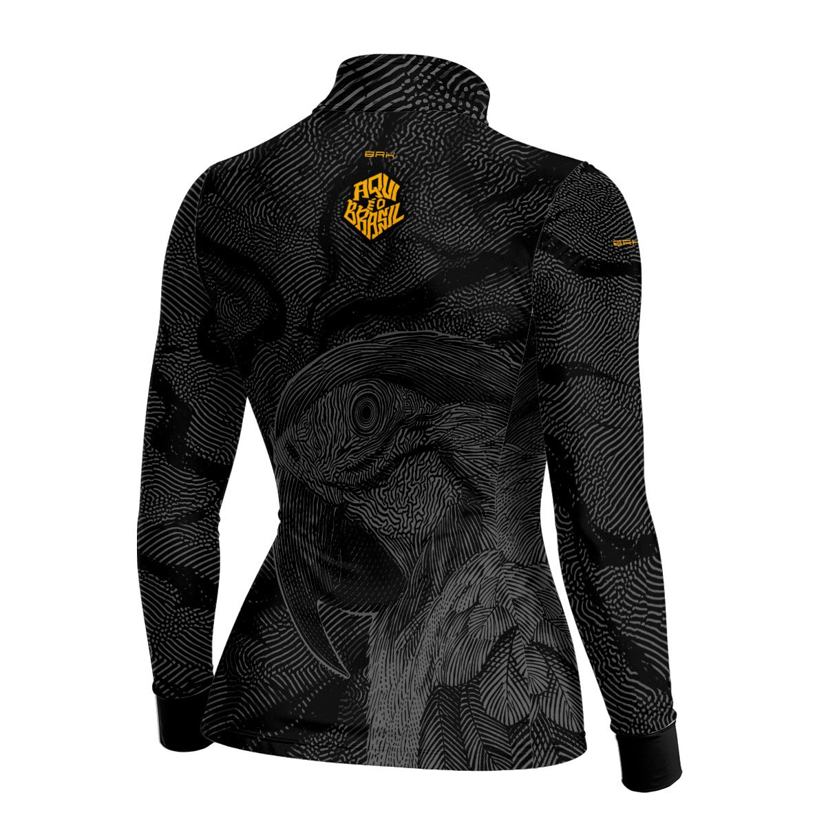 Camisa Brk Feminina Aqui é o Brasil Arara Sombreada Preta com Proteção UV50