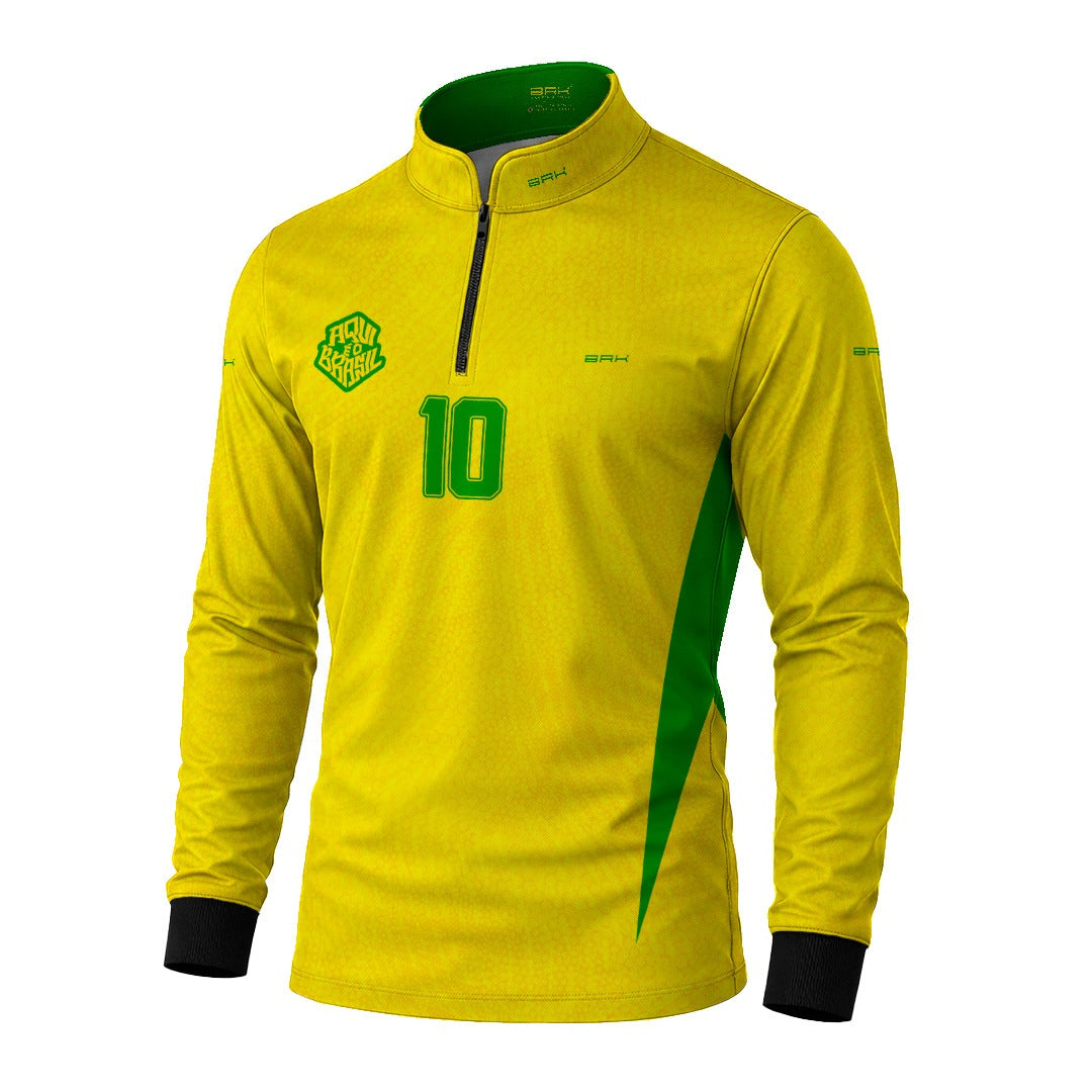 Camisa Brk Aqui é o Brasil Clássica 10 Amarela com Proteção UV50